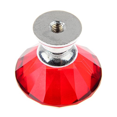 Magik 20Pcs Crystal Glass Cabinet Knob Diamond Shape 30Mm Drawer Cupboard Handle Pull (Red) #TOP4