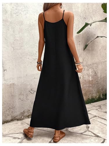 Image of GORGLITTER Women's Sleeveless V Neck Oversized Maxi Long Dress Boho Bump Friendly Graphic Casual Beach Flowy Sun Dress