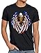 Produktbild style3 USA Adler T-Shirt Herren US Amerika Stars Stripes Weisskopfadler, Größe:M, Farbe:Schwarz