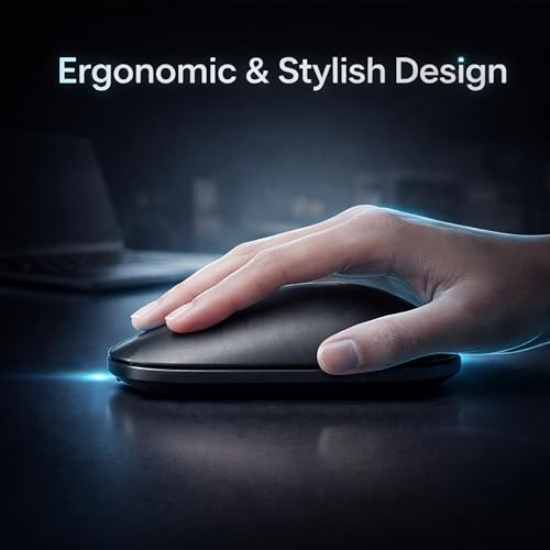 Image of ANT Globe 40 Dual-Mode Wireless Mouse| BT 5.0 /3.0 & 2.4GHz USB Optical Mouse | 1600 DPI Adjustable, 500mAh Rechargeable Battery, 3-Button Silent Click | Slim Mouse for Laptop, PC, Mac, Android Black