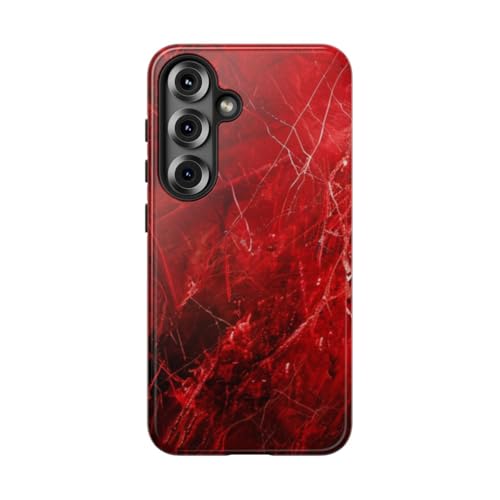 Coque rigide brillante Samsung Galaxy S25 texture marbre rouge à veines antichoc