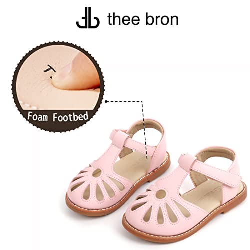 Image of THEE BRON Toddler Girls Closed-Toe Sandals Sweet Retro Cutout Summer Dress Shoes
