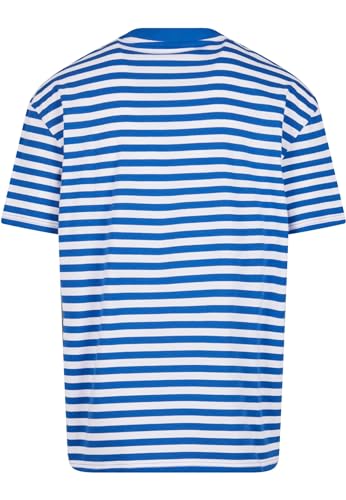 Urban Classics Camiseta de Rayas Regulares, Blanco y Azul Real, M para Hombre