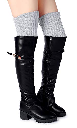 Pareberry Women's Winter Over Knee High Footless Socks Knit Warm Long Leg Warmers (Light Gray, 27 Inches)