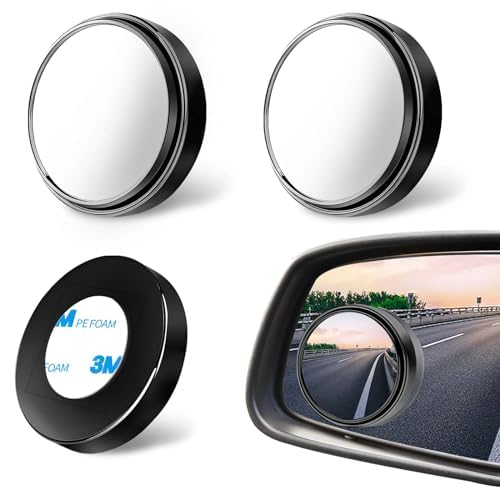 Image of CarWoW Round Blind Spot Mirror For Car ORVM Mirror | 360 degree Adjustable Convex Blind Spot Mirror Suitable For All Cars, Bikes, Trucks (2-pcs)