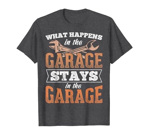 What Happens in The Garage Stays in The Garage - Car Work Car T-Shirt, Men, Dark Heather Grey, 5X-Large