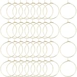 Beebeecraft 1 Caja de 100 Aros para Pendientes de Abalorios de 20mm Chapados En Oro de 18 Quilates 304 Aros Redondos de Acero Inoxidable Dijes para Copas de Vino para Mujer Fabricación de Joyas