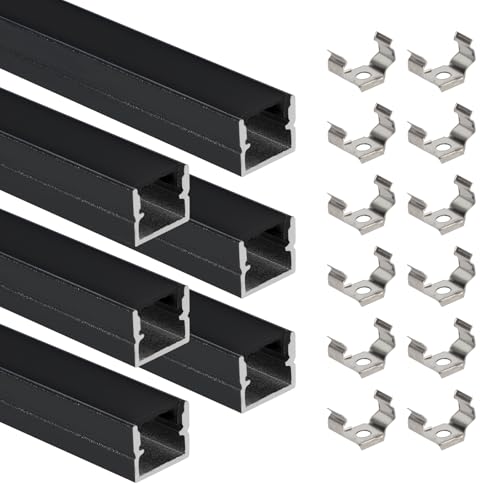 GHIBFBT 6PCS LED Aluminum Profile for Wall Panel, 1M Acoustic Panel Light Channel Profile, 12 * 10mm LED Strip Light for Bedroom, Recording Room