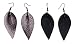 L&N Rainbery 2 Pairs Petal Leather Earrings Fuax Leather Teardrop Earrings Leaf Drop Earrings (Gun Metal+Black)
