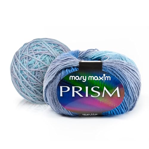 Image of Mary Maxim Prism DK Yarn, Soft Acrylic Variegated Yarn for Crocheting and Knitting, Ideal for Blankets, Sweaters and Baby Projects, 3.5 oz Skein, 290 Yards - Denim Blues