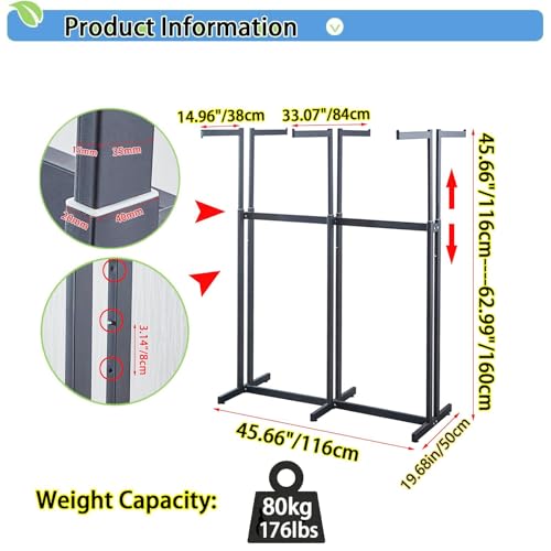 Support pour vêtements suspendus sur pied avec bras relevables pour optimiser l'espace