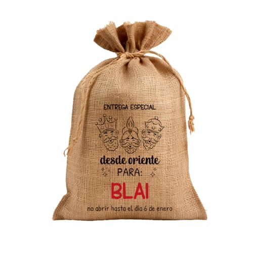 Saco reyes magos personalizado nombre regalo original navidad bolsa para guardar regalos 55x75 cm cierre con cordón ajustable decoración navideña yute calendario de adviento