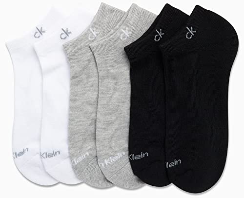 Image of Calvin Klein Womens No Show Socks - 6 Pack Breathable Cotton Blend Athletic Performance Low Cut Running Socks for Women