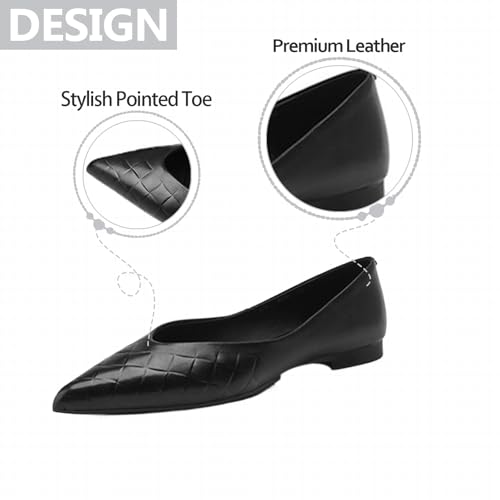 Womens Leather Ballet Flats Comfortable Slip-On Pointed Toe Shallow Mouth Inside Outside Full Leather Casual Shoes for Daily Work Vacation3