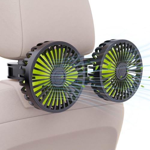 QIZUN Ventilador de Coche Doble Cabezal para Mercedes Benz EQB (X243) 2021-2024, Extractor de Aire Asiento Trasero Alimentado por USB Giratorio Ajustable