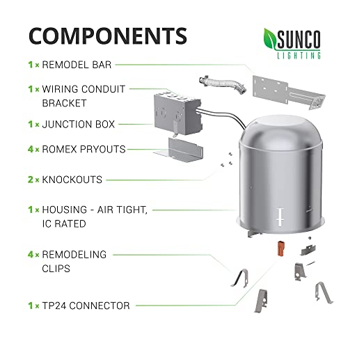 Sunco Can Lights For Ceiling 6 Inch Remodel Recessed Lighting Housing, 120-277V, Tp24 Connector Included, Air Tight Can, Easy Install, Ic Rated, Ul & Title 24 Compliant 6 Pack #TOP5