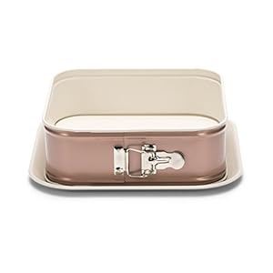 Patisse Ceramic Square Springform Pan with Non-Stick Surface, Cream/Copper