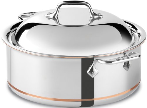 All-Clad 650618 SS Copper Core 5-Ply Bonded Dishwasher Safe Round Roaster / Cookware, 6-Quart, Silver