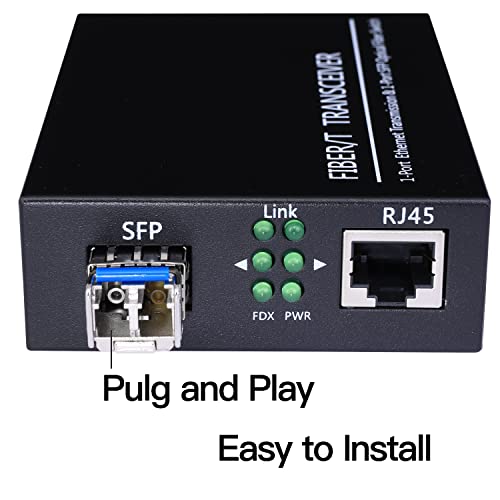 Image of 2 Pack 1.25G /s Bidi Gigabit Single-Mode Fiber to Ethernet Media Converter with 2PCS Bidi SFP LC Dual Transceiver Module Included, 10 /100 /1000Base-Tx to 1000Base-LX SMF RJ45 to SFP Slot up to 550M