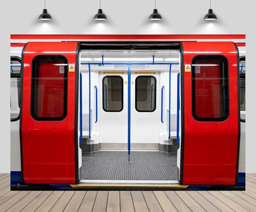 Image of CHNBGPRO 1.8x1.2m Subway Station Backdrop for Photography London Underground Empty Train with Open Doors Public Transport Background UK Travel Subway Party Decorations Photo Studio Props