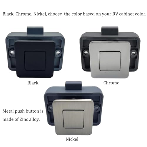 MTSmart RV Metall Druckknopf Schrank Schlösser, Quadratischer RV Schrank Schlösser für Wohnmobile, Wohnwagen, Boote, Yachten, Marine,Wohnmobile Schrank Schlösser Schlüssellose (Schwarz 10PC)