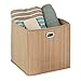 Relaxdays Aufbewahrungskorb Bambus, Badkörbchen quadratisch, Stoff Regalkorb hoch, HBT: 31 x 31 x 31 cm, faltbar, Natur 10034147_126