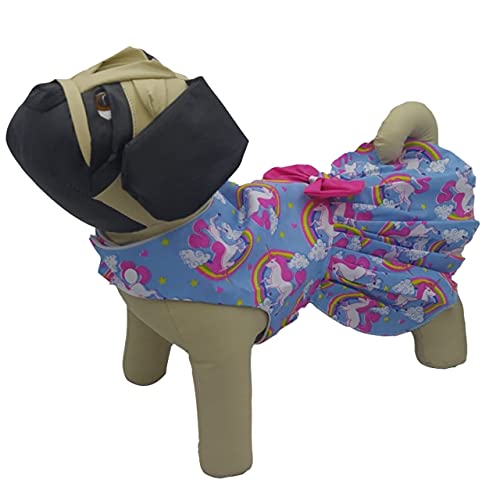 Roupa para cachorro - Vestido Pet Unicórnio Azul-100% Algodão Tamanho:G