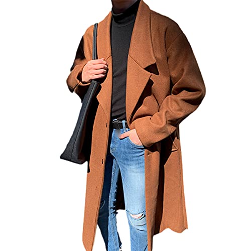 Manteau en laine épais d'hiver pour hommes Roquorl à coupe mi-longue