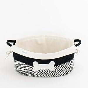 Dog Toy Basket w/ Washable Liner (17"x13"x7") - Cotton Rope Dog Toy Storage Bin w/ Handles - Stylish Dog Basket for Toys w/Accessible Side - Dog Toy Box for Dogs - Travel Toy Bin for Dogs Dog Toy Basket w/ Washable Liner (17″x13″x7″) – Cotton Rope Dog Toy Storage Bin w/ Handles – Stylish Dog Basket for Toys w/Accessible Side – Dog Toy Box for Dogs – Travel Toy Bin for Dogs