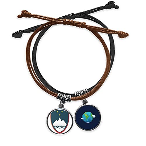 Pulsera Eslovenia de cuerda mano cadena cuero tierra para hombre y mujer