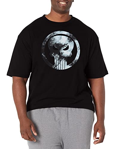 T-Shirt Punisher Marvel Couleur Batik Homme Coton Col Rond Graphique Noir et Gris