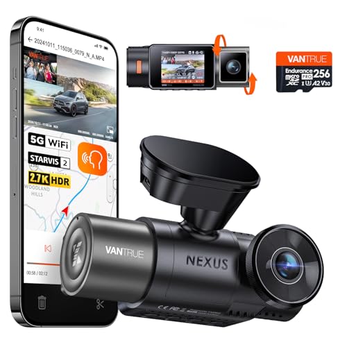 Cámara para coche con tarjeta de 256 GB, kit de grabación VANTRUE N2X 2.7K y 1080P