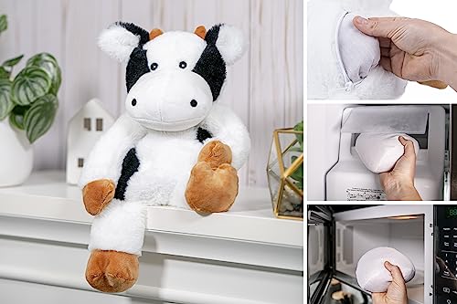 Weighted And Microwavable Black And White Cow Stuffed Animal - Comfy Weighted, Non-Scented, Heatable, Freezable, Washable And Travel Friendly Plush Animals Part Of The Snug-A-Bear Collection #TOP3