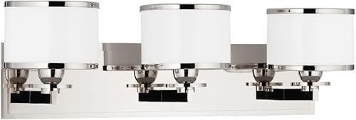 Hudson Valley Lighting 6103-PN Basking Ridge - 3 baños ligeros y tocador de 6.5 pulgadas de alto y 22.75 pulgadas de ancho, níquel pulido