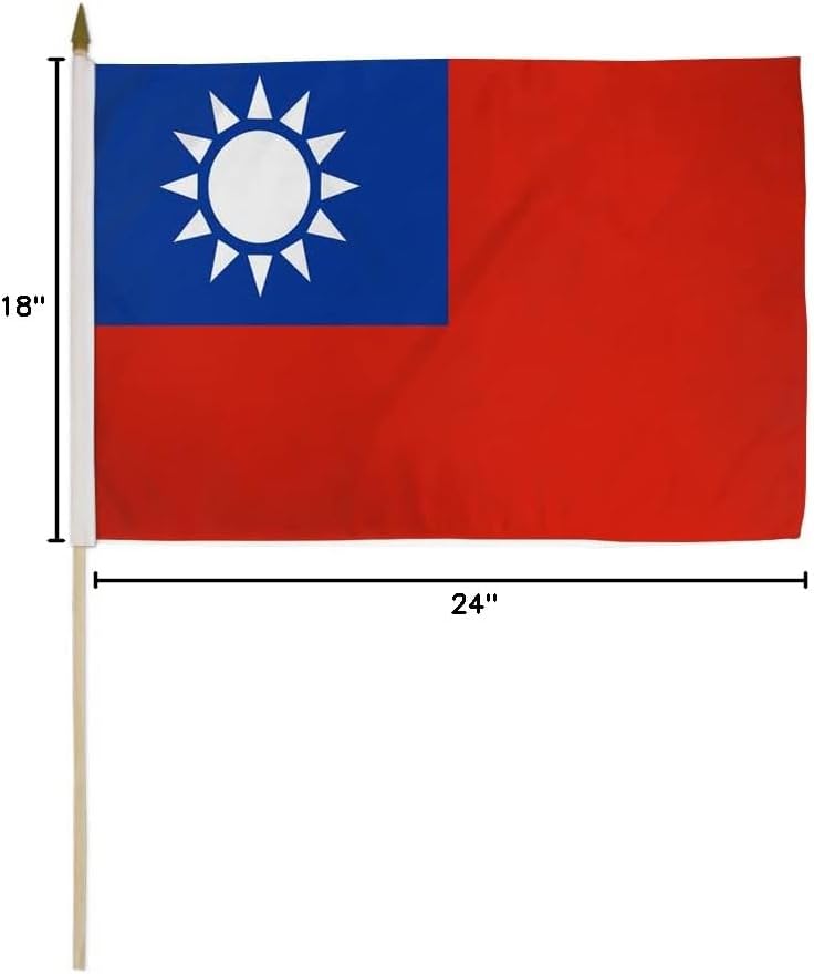Taiwan 12x18in Stick Flag - 1 dozen pack