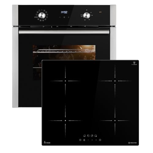 Cuisinière: 60cm Four encastrable BO8810SS + 59cm Plaque Induction IH85900RL | Gril | Air chaud | Tiroirs télescopiques | Timer automatique | Double Vitrage...
