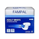 FAMPAL Vital Guard Adult Nappies for Men and Women, Disposable Adult Diapers for Incontinence, Maximum Absorbency, Odor Control, Large, 15 Count