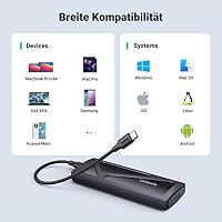 UGREEN 10Gbps NVMe M.2 SSD Gehäuse Adapter werkzoglos(Schwarz) – Ansicht 4