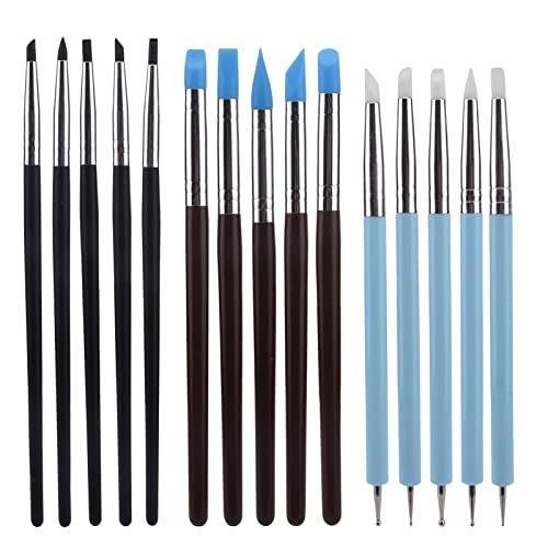 Ganquer Juego de 15 herramientas de escultura de arcilla, herramientas de arcilla polimérica, juego de herramientas de arcilla de modelado, arte de tallado en relieve, arte de uñas DIY