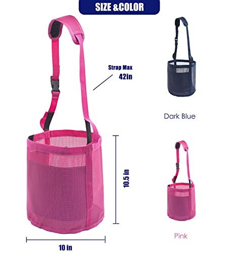 Gydoty Horse Feed Bag Grain - Heavy Duty Mesh Feed Bucket With Adjustable Strap,Comfort Neck Pad,Nose Pad And Waterproof Bottom Horse Muzzle Feed Bag(Medium,Pink) #TOP5