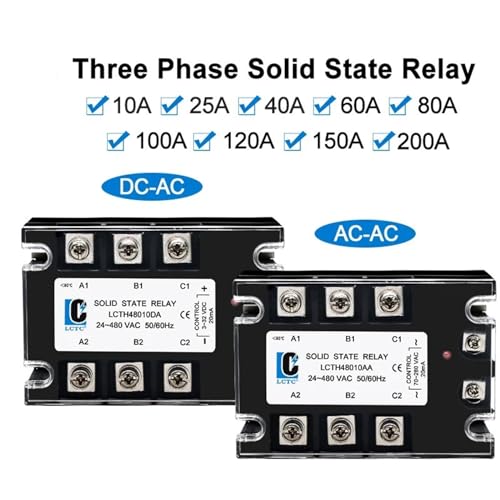 Relais à semi-conducteurs triphasé 80A 3 phases SSR commande DC AC - 3