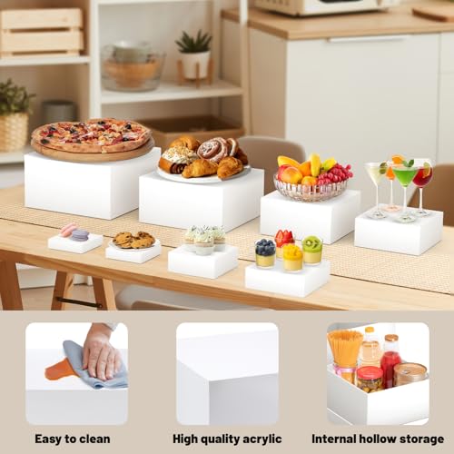 Image of 8 Pcs Acrylic Buffet Risers, Table Food Display Stands for Dessert Cupcake