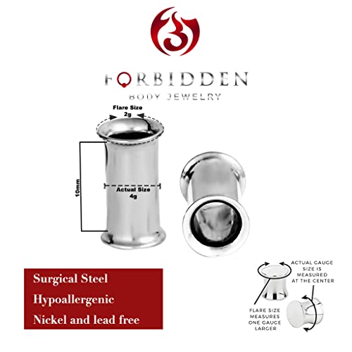 Forbidden Body Jewelry Ear Gauges, Ear Tunnels, Tunnels For Ears, 4g (5mm) Surgical Steel Mirror Finish Double Flared Tunnel Plug Earrings (Sold in Pairs)