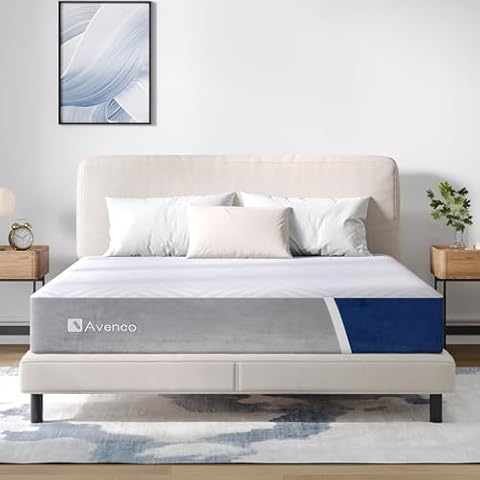 Avenco King Size Mattress, 14 inch King Mattress with Gel Memory Foam, Medium Firm, Mattress in a Box, Pressure Relief & Motion Isolation, CertiPUR-US Certified Cover