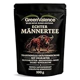 GreenValence Echter Männertee - Kräftige Kräutermischung mit Olivenblättern, Brennnessel, Minze, Salbei & Ringelblume | Aromatisch natürlicher Kräutertee | das Perfekte Geschenk für Männer (100 g)