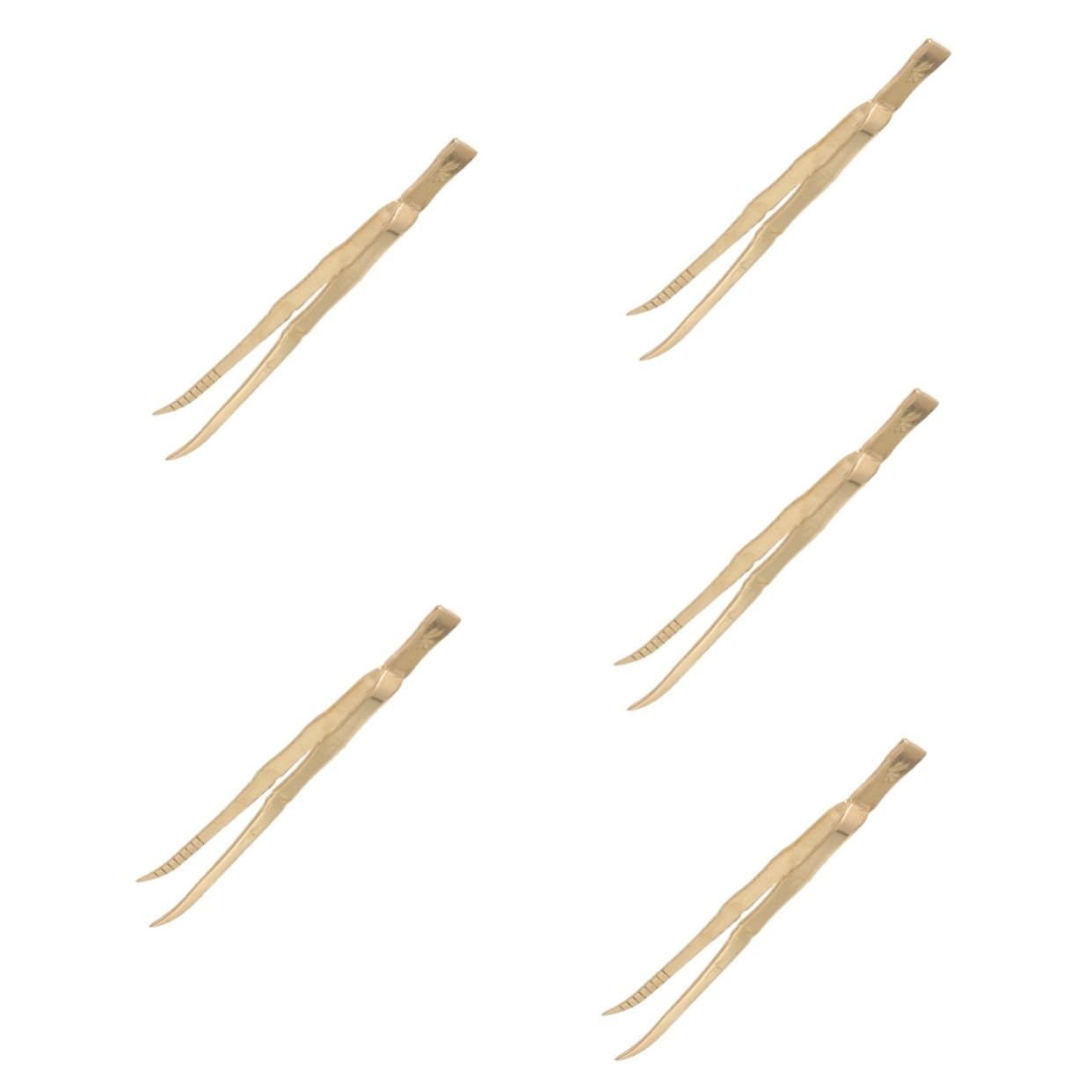 ABOOFAN 5 Piezas Tenazas Quemador quemaforte Incense Holder Pinzas prácticas Pinzas de depilar Herramienta de Agarre Alargada Herramientas de carbón Accesorios de Incienso latón Golden