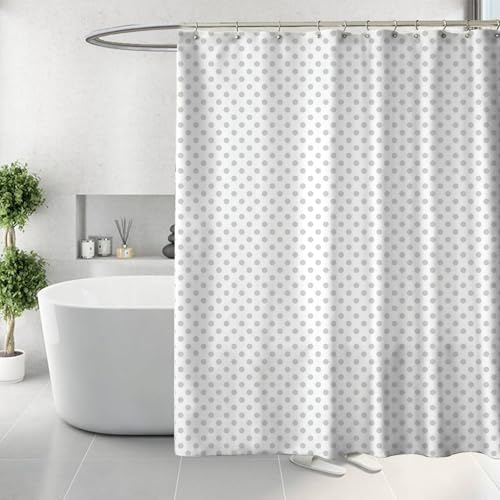 TRIMENGO Plastic Shower Curtain Liner, Waterproof Printed PEVA Shower Curtain with Design, Silver Polka Dots Pattern, Rustproof Grommets, Standard Size 70x72 Bathtub Curtain for Bathroom (Pack of 1)