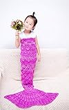 Coroler Kids Crochet Mermaid Tail Blanket with Scales Patterns All Seasons,Rose Pink