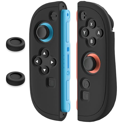 FANPL Silicone Case for Nintendo Switch 2 Joycon Controller, Protective Cover for Joycon 2 Soft Shell with 2 Thumb Grips, Comfortable Ergonomic Design & Easy Installation -Thickened Version (Black)