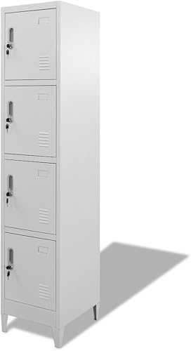 Festnight Armario con 4 compartimentos de almacenamiento y puertas con cerradura, archivador de metal para vestuario de empresa, sala de deportes,